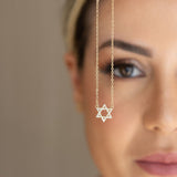 CZ Paved Star of David Rolo Chain Necklace (H270/I407A)