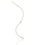 A delicate gold tennis bracelet sparkles with small round diamonds and features a square center stone against a white background.