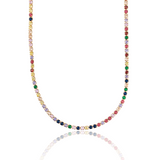 Tennis Chain With Round Multi-color CZ Cubic Zirconia Stones (G209B)(I437)