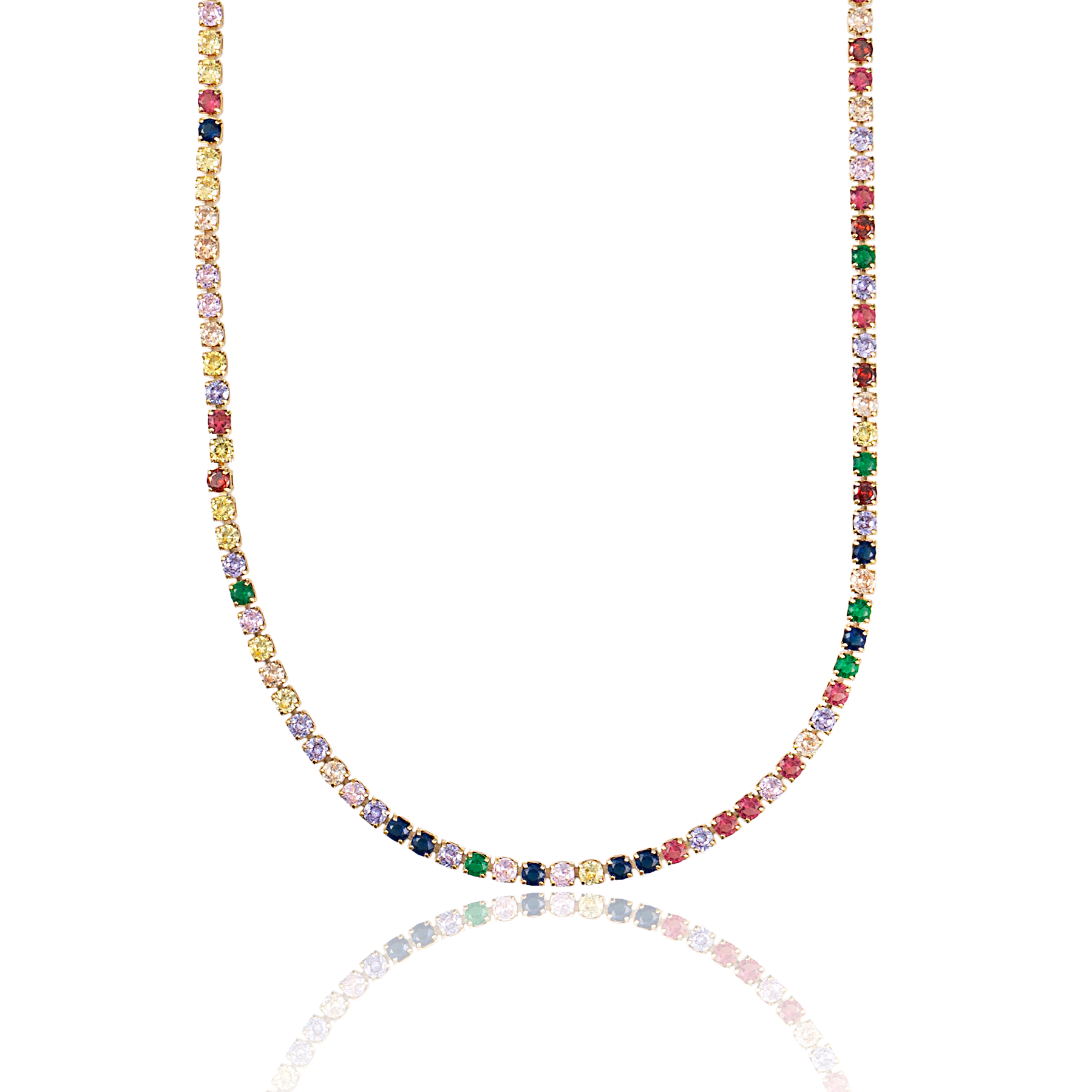Multicolor Tennis Bracelet Chain With Round CZ Cubic Zirconia Stones