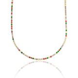 2mm Tennis Necklace Choker With Multicolor Round Clear Cubic Zirconia Stones (G209)