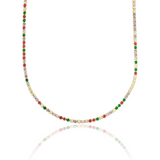 2mm Tennis Necklace Choker With Multicolor Round Clear Cubic Zirconia Stones (G209)(I435)