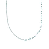 Half Zirconia 3mm Paper Clip Choker Chain Necklace (H2A)