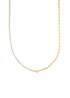 A gold chain necklace features a sparkling diamond tennis strand on one side and chunky links on the other.