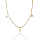 Dainty Tennis Necklace With Tear Drop CZ Stones (G180)