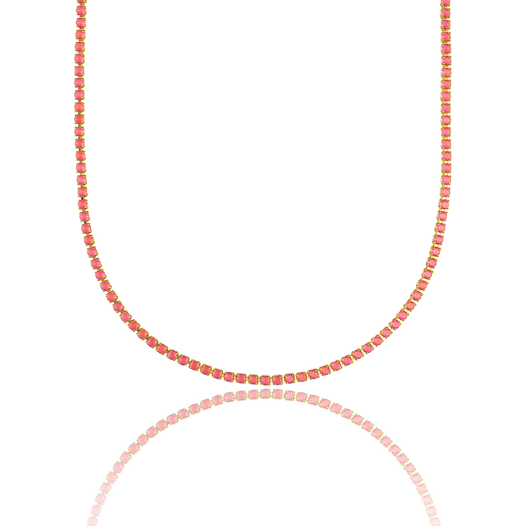 11 Different Colors 2mm Tennis Choker With Round Cubic Zirconia Stones (F210)