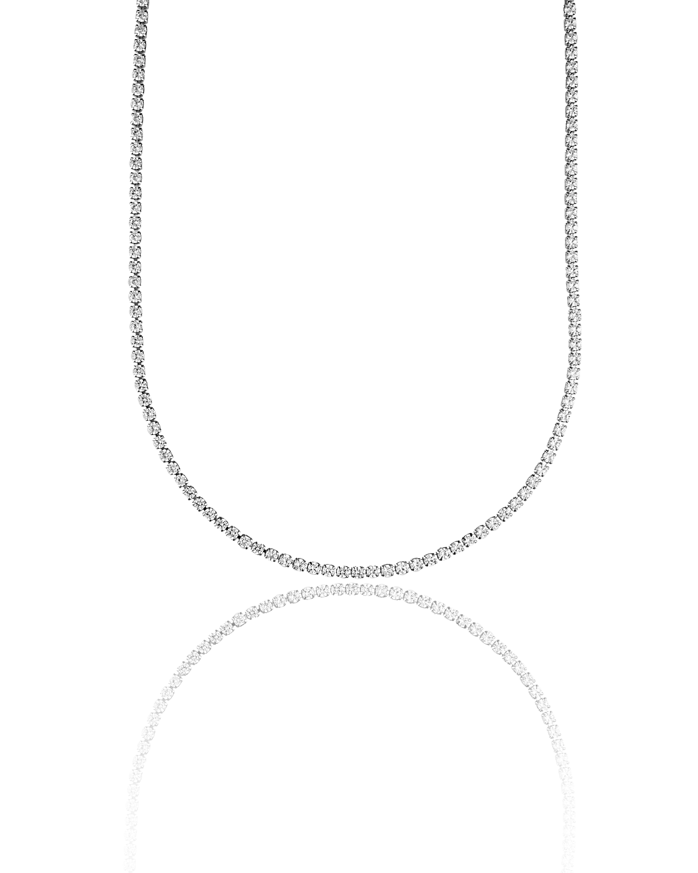 2mm Tennis Necklace Choker With Round Clear Cubic Zirconia Stones (F210)