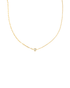 A delicate gold paperclip chain necklace features a sparkling heart-shaped diamond pendant centered on a clean white background.