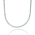 A sparkling diamond tennis necklace featuring marquise-cut stones sparkles against a clean white background.