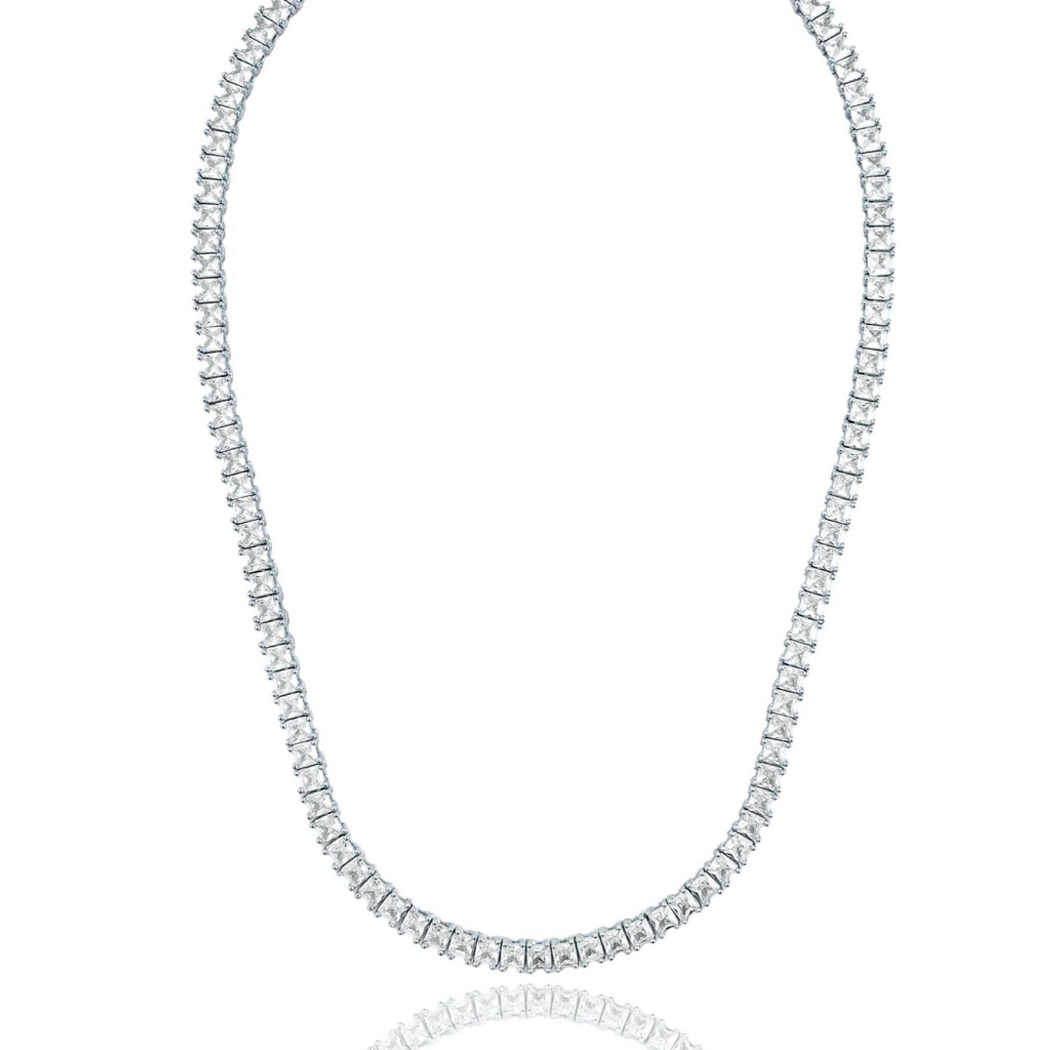 Clear Square CZ Stones Tennis Necklace (F238)