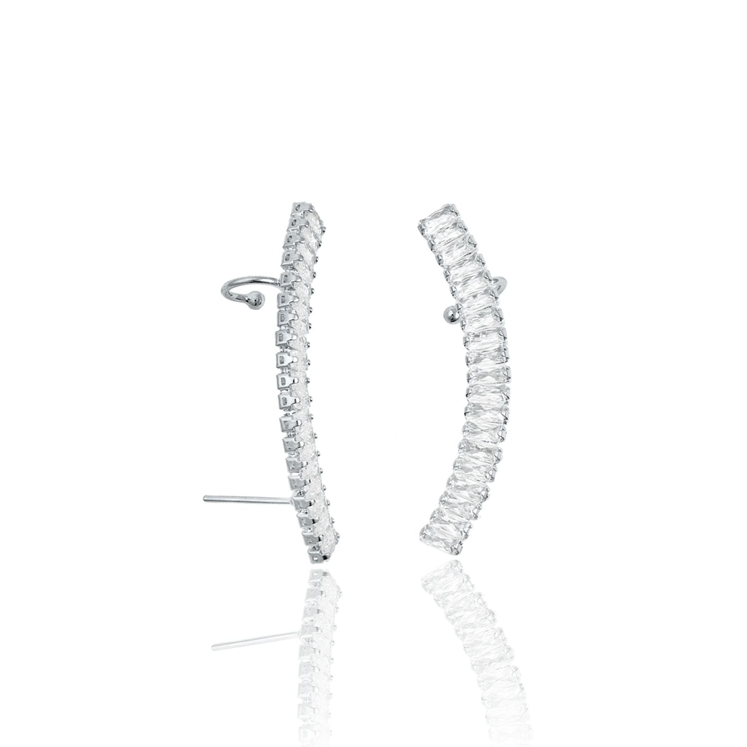 Crawler Baguette Earrings (I406)
