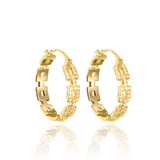 5mm Rolo Link Lever Back Hoop Earrings With CZ Stones (K79)