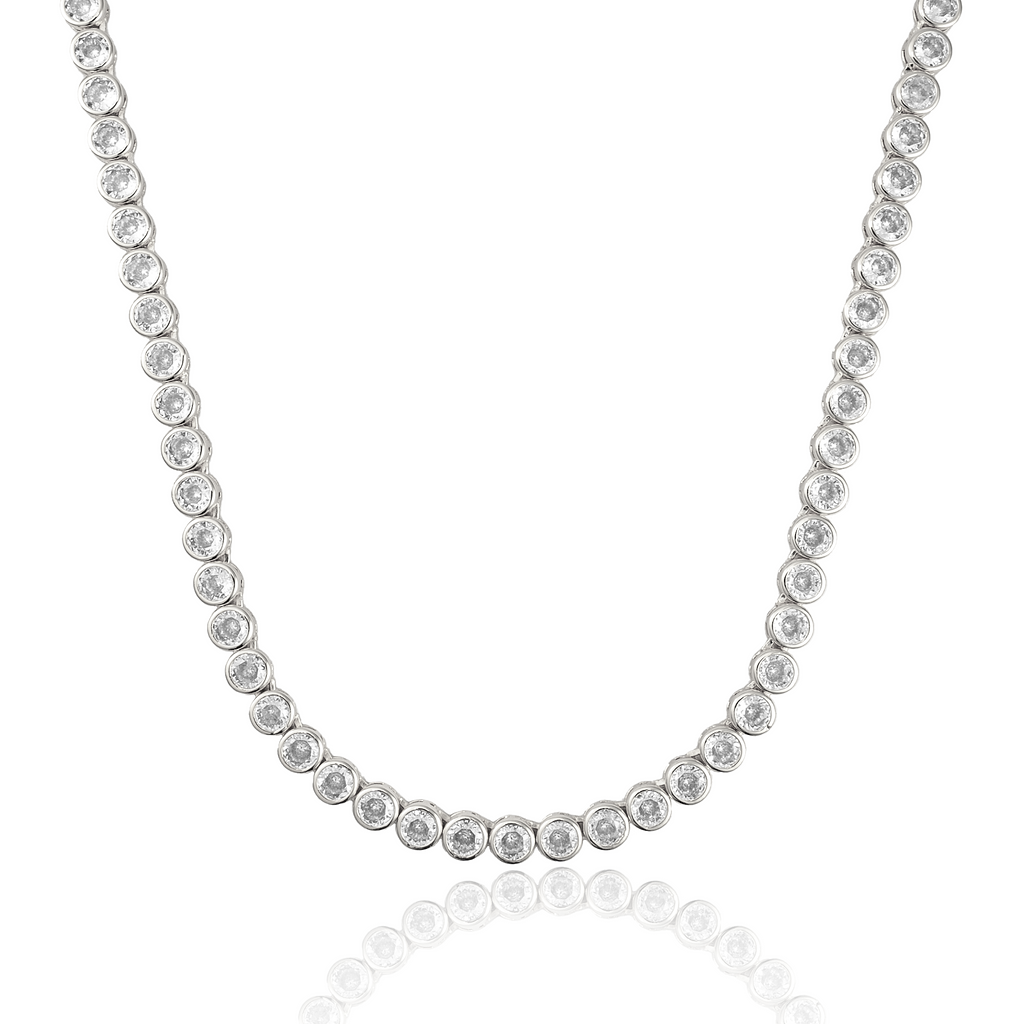 5mm Round Bezel CZ Tennis Necklace (H104/I453)