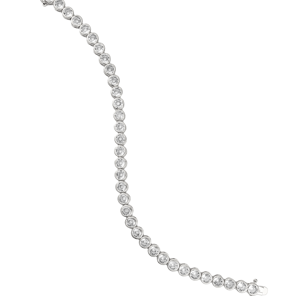 5mm Round Bezel CZ Tennis Necklace (H104/I453)