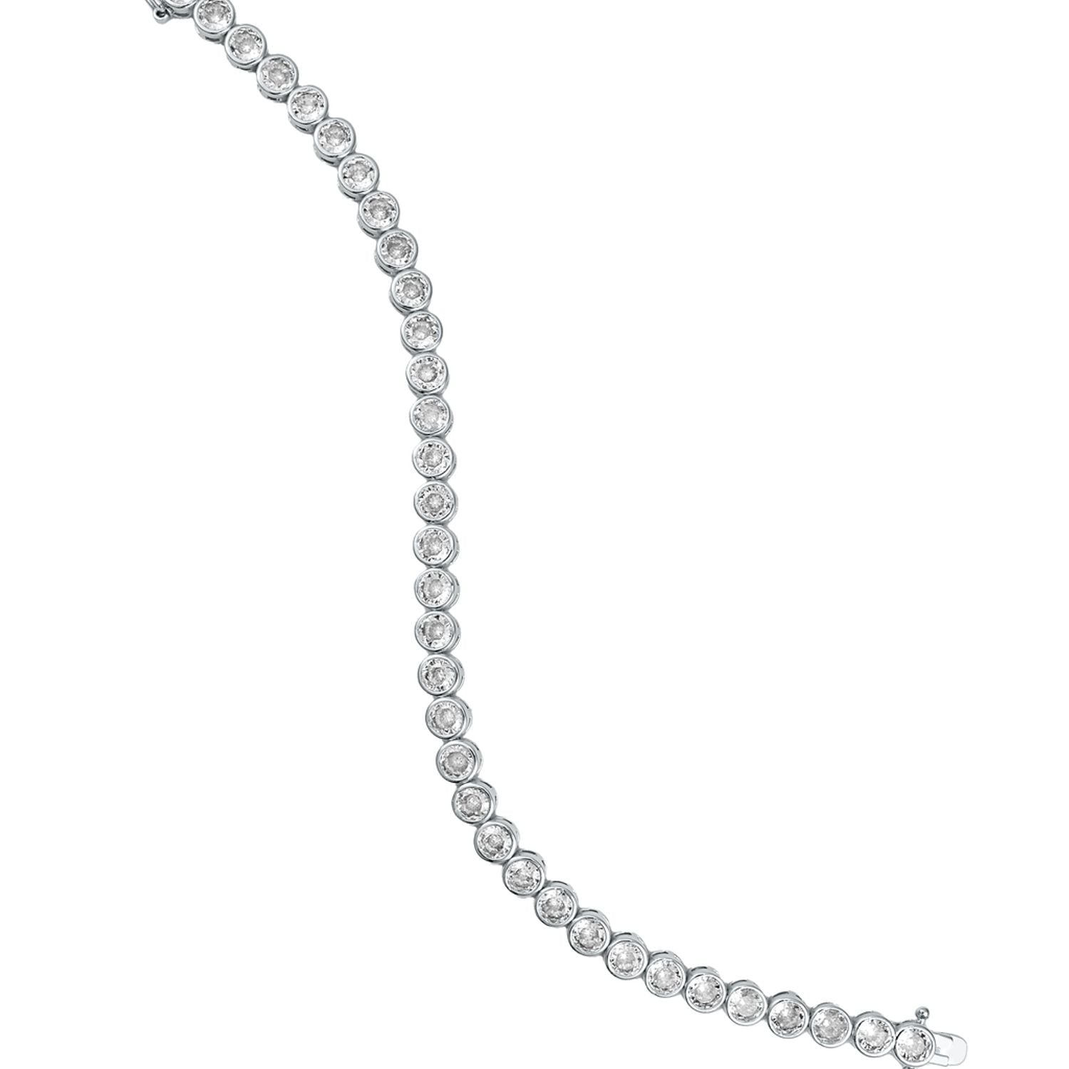 5mm Round Bezel Tennis Necklace with Cubic Zirconia Stones (H104)(I453)