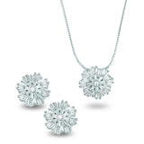 Cubic Zirconia Snowflake Pendant Necklace & Stud Earrings Set (G226)