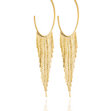 Diamond Cut Tassel Open Dangle Drop Hoops