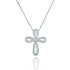A sparkling diamond cross pendant hangs gracefully from a delicate white gold chain.