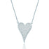 A sparkling pave-set diamond heart pendant hangs gracefully from a delicate silver chain.