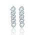 A pair of diamond-encrusted cuban link drop earrings gleams against a clean white background.
