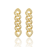 Cuban Link Chain Dangle Drop Earrings With Cubic Zirconia Stones (L214)