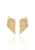 A pair of gold tassel earrings with textured bar tops displayed against a clean white background.