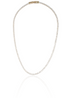 A sparkling gold tennis necklace displays a continuous line of brilliant-cut diamonds against a clean white background.
