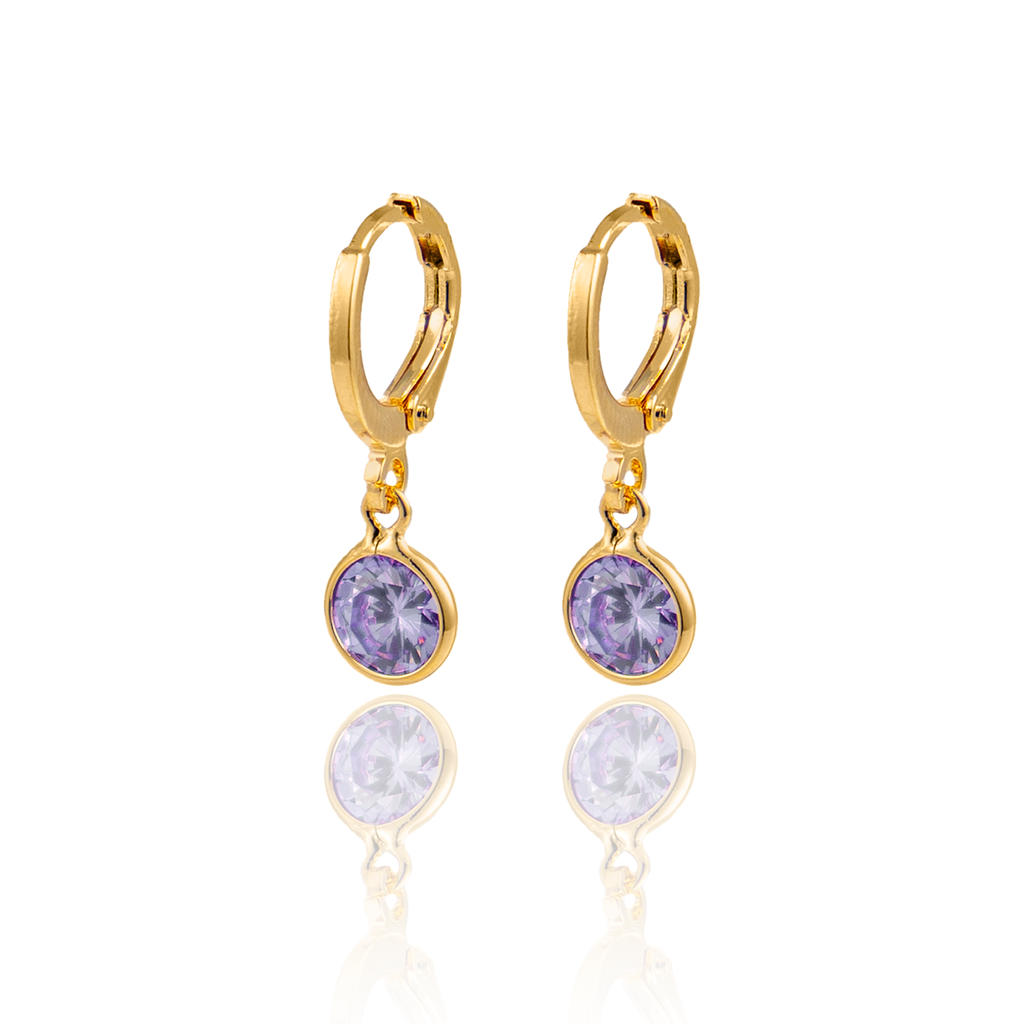 CZ Round Dangle Earrings (L27)