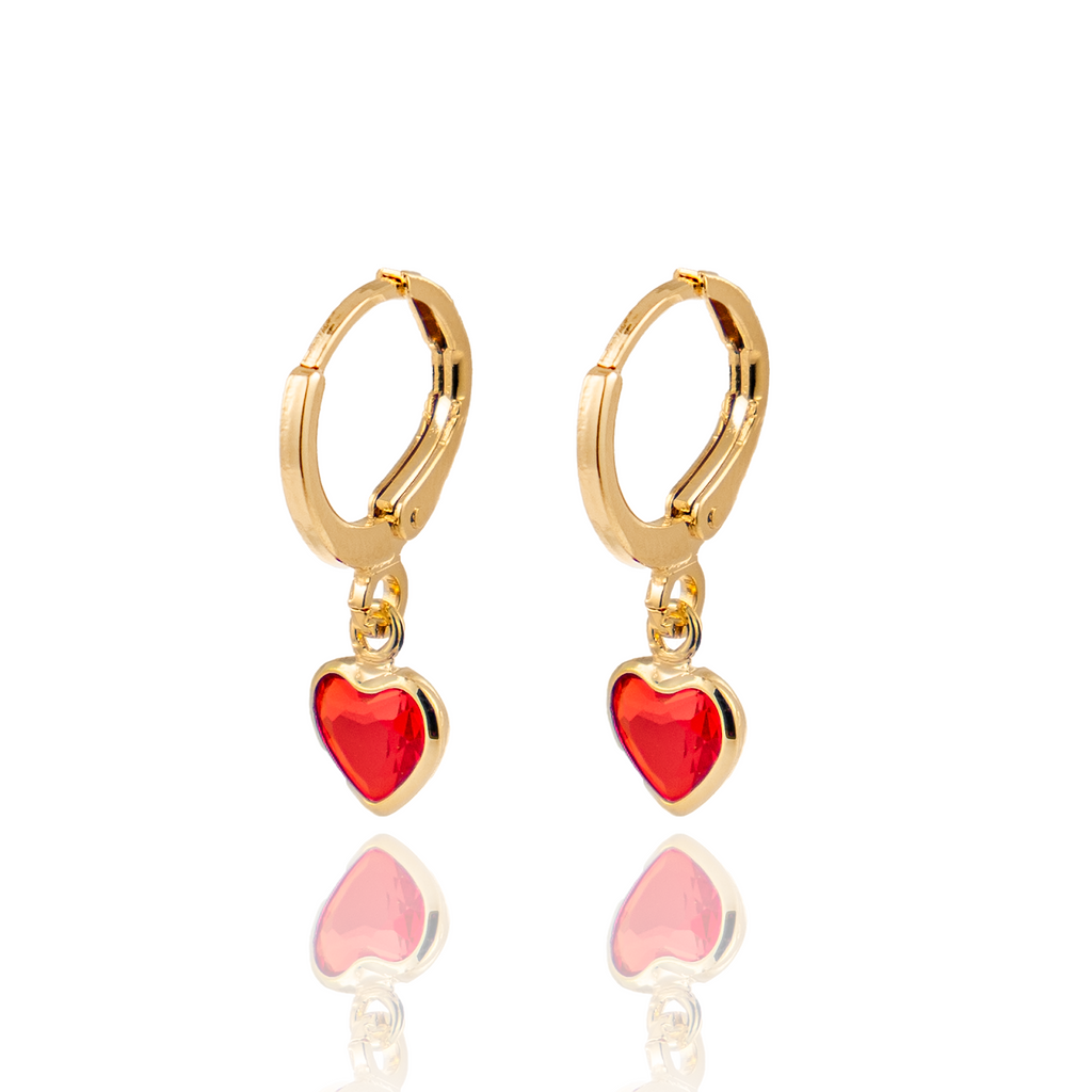 Heart Cut Zirconia Dangle Earrings  (L299)