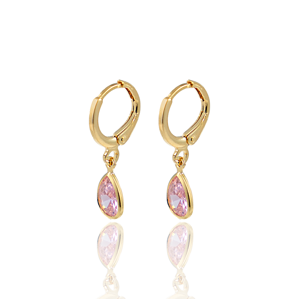 Dangle Huggies Earrings With Cz Cubic Zirconia Stones (K180)