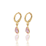 Pear Cut Cz Dangle Lever Back Earrings For 18K Gold Filled (K180)