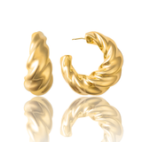High End Exclusive Thick Croissant Twist Hoops Earrings (L496)