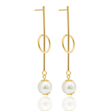 18K Gold Filled Pearl Drop Earrings (K157)