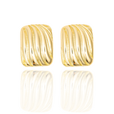 Rectangle Wavy Textured Stud Earrings (L459)