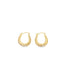 A pair of ornate gold hoop earrings features intricate filigree detailing against a clean white background.
