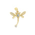 A delicate gold dragonfly pendant features sparkling diamond accents on its wings and body against a plain white background.