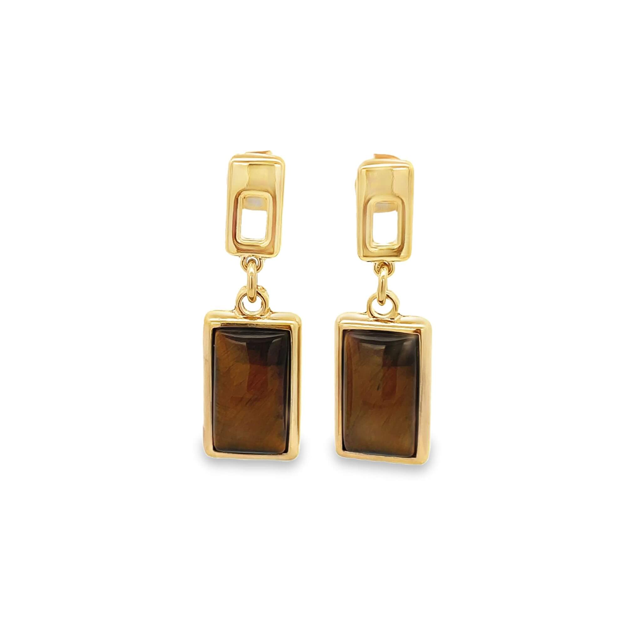 Rectangle Natural Gemstone Drop Earrings (K368A)
