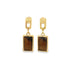 A pair of gold dangle earrings featuring rectangular tiger&