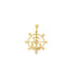 A polished yellow gold nautical pendant features a ship&