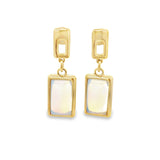 Rectangle Natural Gemstone Drop Earrings (K368A)