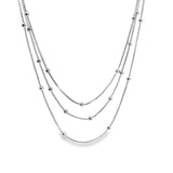 Triple Layered 1mm Box Chain Necklace With Beads