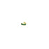 A gold ear cuff featuring vibrant green baguette-cut stones rests against a clean white background.