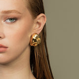 High End Exclusive Waffle Posterior Geometric Dome Earrings (L500)