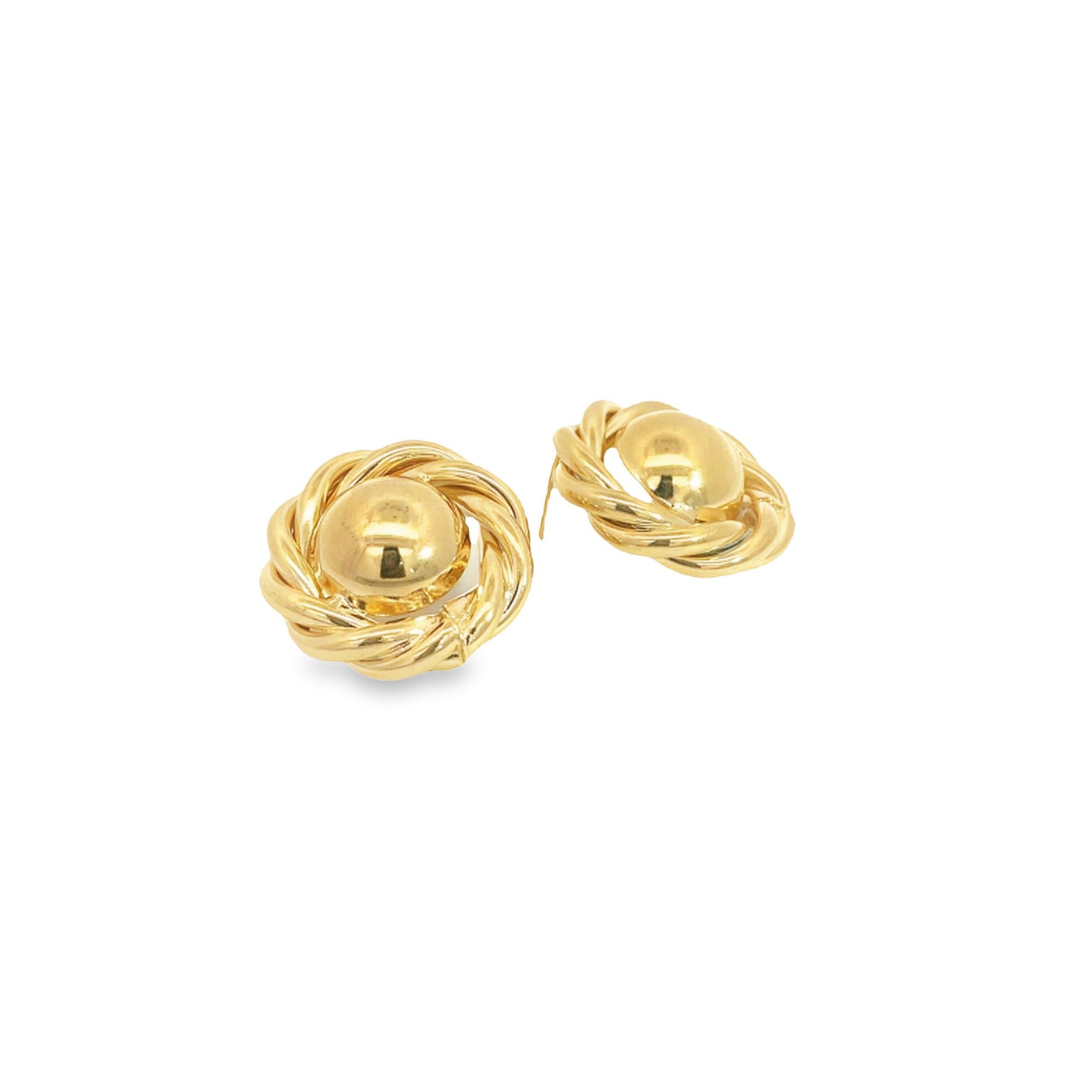 18K Gold Filled Classic Round Circle Rope Knot Stud Earrings