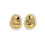 18K Gold Filled Wavy Oval Clear Baguette CZ Stones Minimalist Earrings