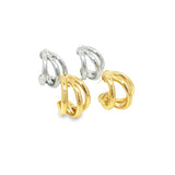 18K Gold Filled Curve Wired Stud Huggies Earrings (K329)