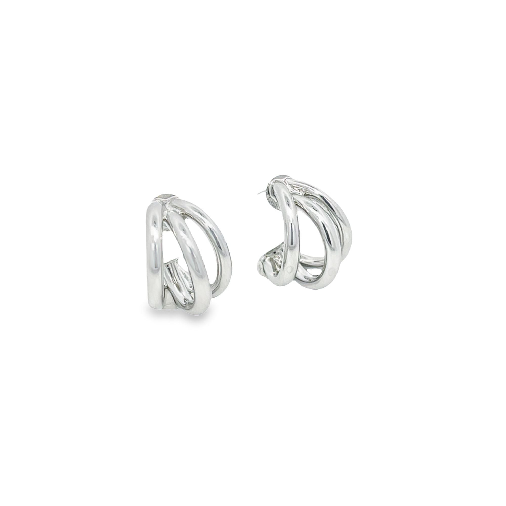 18K Gold Filled Curve Wired Stud Huggies Earrings (K329)