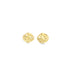 A pair of abstract gold stud earrings featuring a uniquely rippled, organic surface design against a clean white background.