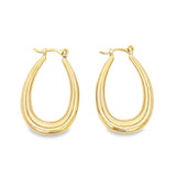 Oval Thick Lever Back Hoop Earrings (J88)