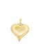A polished gold heart pendant shines against a plain white background.